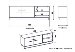 Móvel de TV Polka – Ouro Preto – 160 cm x 56,6 cm x 38,5 cm