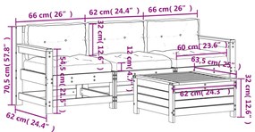 4 pcs conj. lounge jardim com almofadões madeira douglas maciça