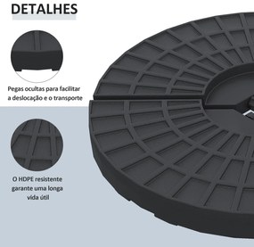 Conjunto de Pesos para Base de Chapéu de Sol de 4 Peças Preenchível com 52 L de Água 60 kg de Areia ou 70 kg Ambos Preto