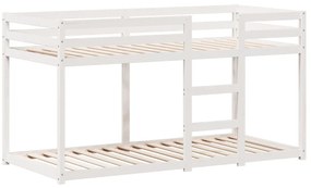 Beliche com telhado 90x200 cm madeira de pinho maciça branco