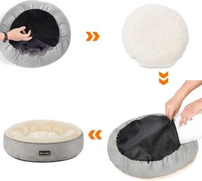 Cama para cães com Ø 70 cm em forma de donut cinzento claro