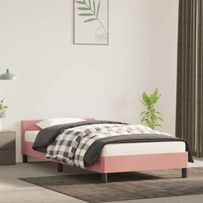 Estrutura cama c/ cabeceira sem colchão 90x200 cm veludo rosa