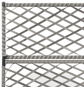 Floreira com treliça e 3 vasos 83x30x130 cm vime PE cinzento
