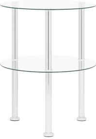 Mesa de apoio c/ duas prateleiras 38cm vidro temp. transparente