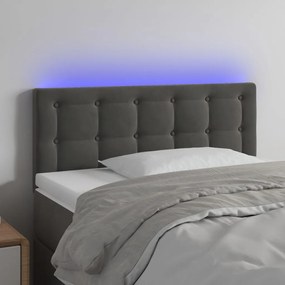 vidaXL Cabeceira de cama c/ luzes LED tecido 90x5x78/88cm cinza-escuro