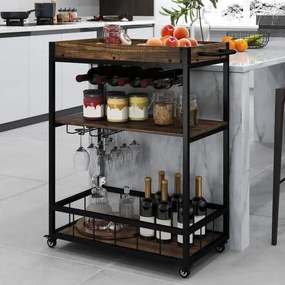 Conjunto de mesa de jantar de 3 peças, mesa retangular de madeira e conjunto de cadeiras para 2 pessoas - marrom