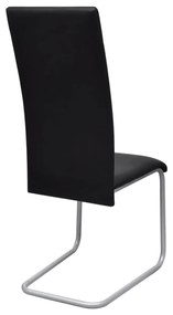 Cadeiras de jantar cantilever 4 pcs couro artificial preto