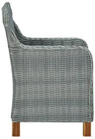 9 pcs conj. jantar exterior + almofadões vime PE cinzento-claro