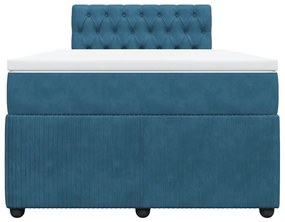 Cama boxspring com colchão 120x200 cm veludo azul