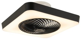 Ventilador de teto inteligente quadrado preto com LED regulável - Climo