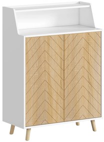 Sapateira para Entrada com Prateleiras Ajustáveis para 15 Pares de Sapatos 75x35x104 cm Branco e Madeira