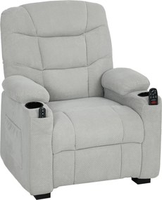 Poltrona Relax Elétrica Reclinável com Calor Lombar Massagem Vibratória Motor Silencioso Função Memória USB Cinza