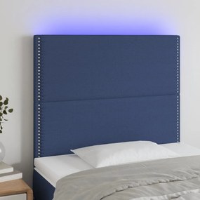 3122280 vidaXL Cabeceira cama c/ LED tecido 100x5x118/128 cm azul
