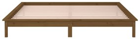 Estrutura de cama c/ LEDs 160x200cm madeira maciça castanho mel