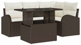 Conjunto de Sofá de Jardim vidaXL de 5 Peças com Almofadas em Rattan P