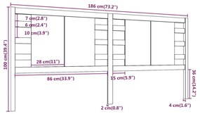 Cabeceira de cama 186x4x100 cm pinho maciço castanho mel