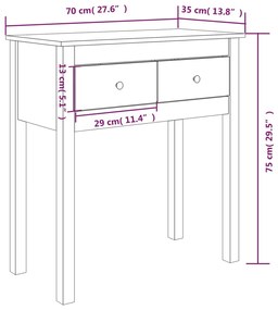 Consola de Entrada Finn - 70x35x75 cm - Cor Natural - Madeira de Pinho