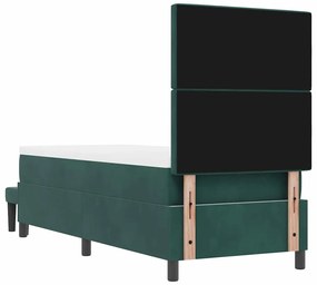 Cama Box Spring com Colchão &amp; Banco Verde Escuro 80x200 cm Veludo