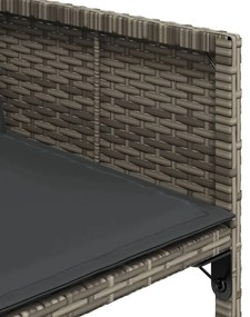 11 pcs conjunto jantar p/ jardim c/ almofadões vime PE cinzento