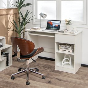 Mesa de computador com bandeja removível para teclado Prateleira ajustável para escritório de estudo 108 x 48 x 75 cm branco