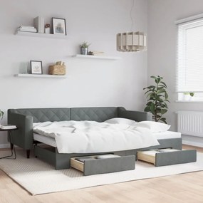 vidaXL Sofá-cama c/ gavetão e gavetas 90x200 cm tecido cinzento-escuro
