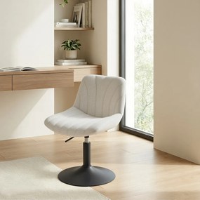 Banco para toucador com altura ajustavel 46,5 x 43 x (65,5-77,5) com tecido sherpa branco creme