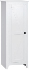 HOMCOM Armário de Armazenamento para Cozinha Móvel de Armazenamento Banheiro Clássico 3 Prateleiras Ajustáveis 120 cm Madeira Branco | Aosom Portugal