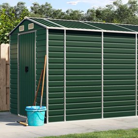 Abrigo de jardim 191x555x198 cm aço galvanizado verde