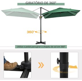 Chapéu de Sol de Jardim 245x245x245 cm Chapéu de Sol Excêntrico com Ro