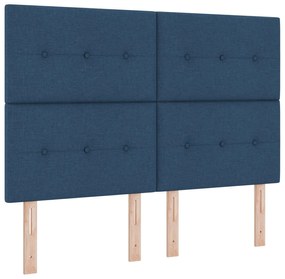 Cama Box Spring vidaXL com Colchão e Banco Azul 140x190 cm Tecido