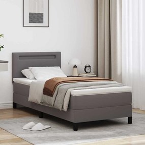 vidaXL Cama Box com colchão Cinzeto 90 x 200 cm Couro sintético