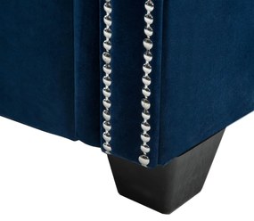 Sofá chesterfield Chaise Longue estofos veludo 199x142x72 cm azul