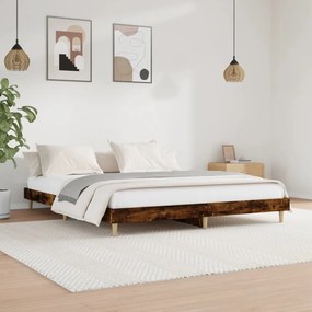 Estrutura de cama 200x200 cm derivados madeira carvalho fumado
