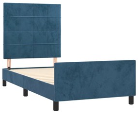 Estrutura de cama sem colchão 90x200 cm veludo azul-escuro