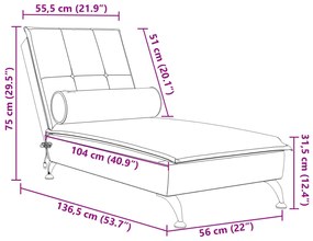 Chaise lounge de massagem com rolo veludo creme