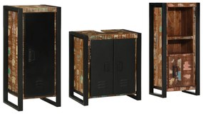 vidaXL Conjunto de Móveis para Banheiro com prateleira com armazenamento com porta 3 pcs