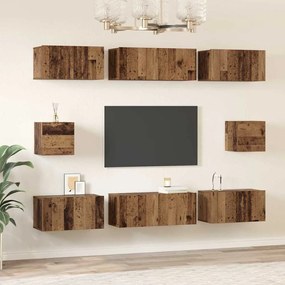 Conjunto de Estantes para TV 8 pcs Madeira antiga