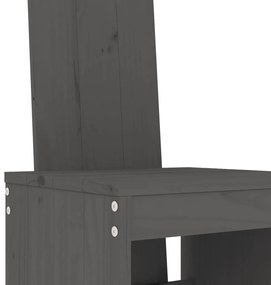 3 pcs conjunto de bar para jardim pinho maciço cinzento