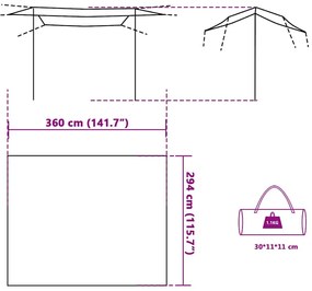 Lona de campismo 360x294 cm impermeável cinzento e laranja