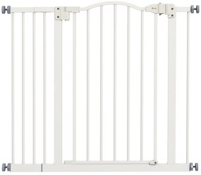 PawHut Barreira de Segurança para Cães com Largura Ajustável 74-94 cm e Extensão para Escadas e Portas Branco | Aosom Portugal