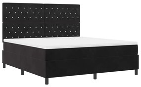 Cama Box Spring com Colchão &amp; LED Preto 180x200 cm Veludo