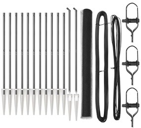 Conjunto de Cercas Conjunto de 2 Cinza Metal 25 x 1,5 m Durável