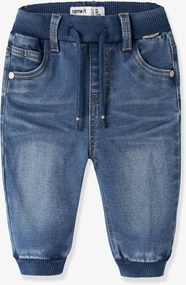 Calças de ganga térmicas baggy-fit forradas em polar name it, cintura ajustável para bebé azul-ganga