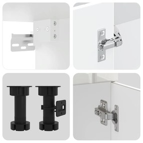 4 peças armário de cozinha conjunto Kalmar branco brilhante