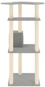 Árvore p/ gatos c/ postes arranhadores sisal 123 cm cinza-claro