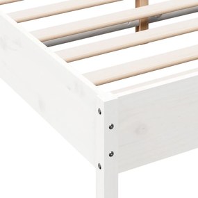 Cama sem colchão 140x200 cm madeira de pinho maciça branco
