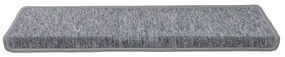 Tapete/carpete para degraus 15 pcs 65x21x4 cm branco e cinzento