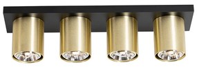 Spot de teto moderno preto dourado 4 luzes - Tubo Moderno