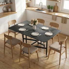 Mesa de Jantar Dobrável Mesa de Cozinha para 4-6 Pessoas com 6 Rodas (CADEIRAS NÃO INCLUIDAS)  Mesa Móvel Dobrável para Espaços Pequenos 120x80x73 cm