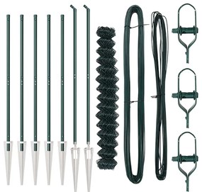 Conjunto de Postes de Cerca Verde 1.6 x 10 m Aço Galvanizado